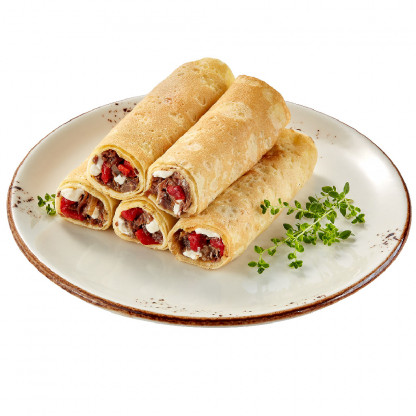 Блинчики с запеченной говядиной и луковым мармеладом (готовое блюдо) изображение 3